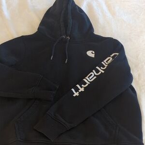 Carhartt Women's Black Hoodie with White Logo
